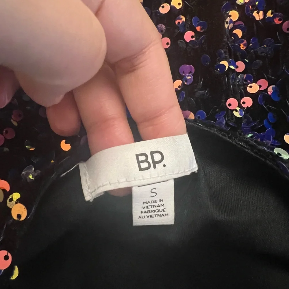 BP. Small Night Out Sequin Camisole Dress Black Multi-Color Sequins Mini NYE - Picture 5 of 6